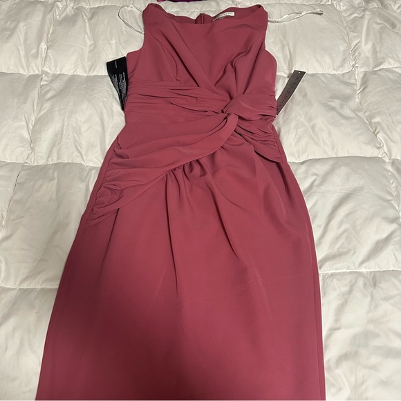 Kay Unger Pink Gathered Midi Dress size 8 NWT $278 - Picture 3 of 16